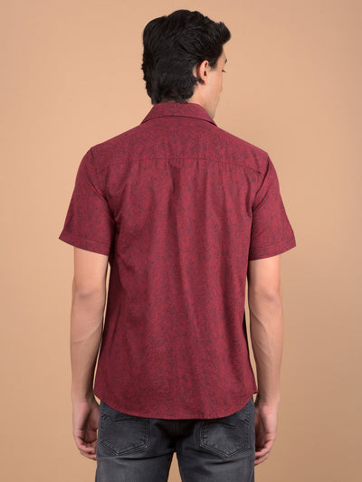 Red Floral Print 100% Cotton Shirt-Men Shirts-Crimsoune Club