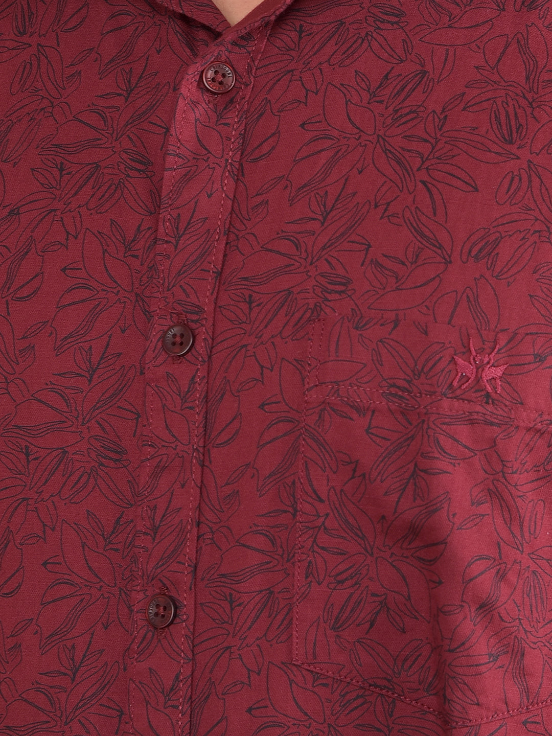 Red Floral Print 100% Cotton Shirt-Men Shirts-Crimsoune Club