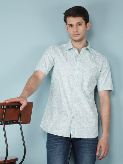 Green Printed 100% Cotton Shirt-Men Shirts-Crimsoune Club