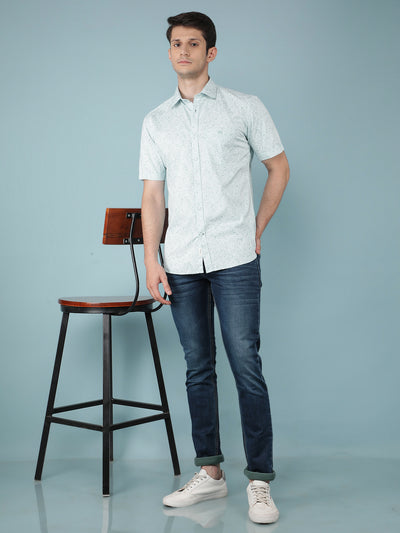 Green Printed 100% Cotton Shirt-Men Shirts-Crimsoune Club