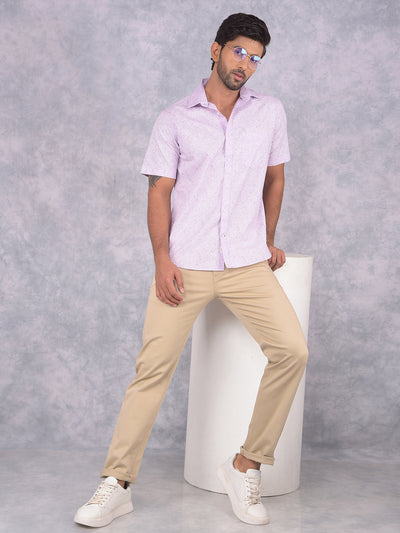 Purple Printed 100% Cotton Shirt-Men Shirts-Crimsoune Club