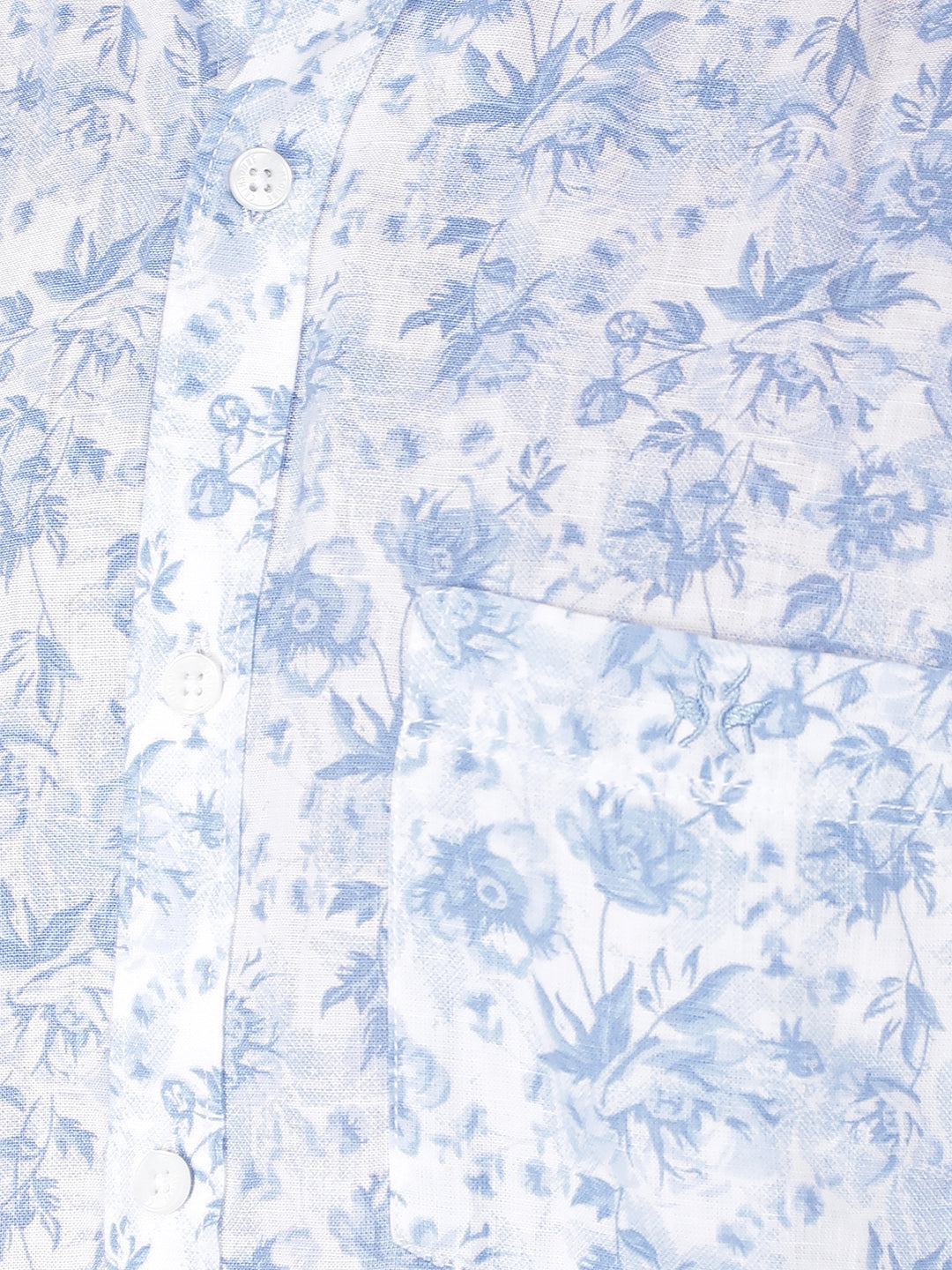 Blue Floral Print Linen Shirt-Men Shirts-Crimsoune Club