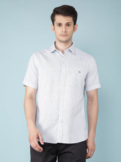 Blue Printed 100% Cotton Shirt-Men Shirts-Crimsoune Club