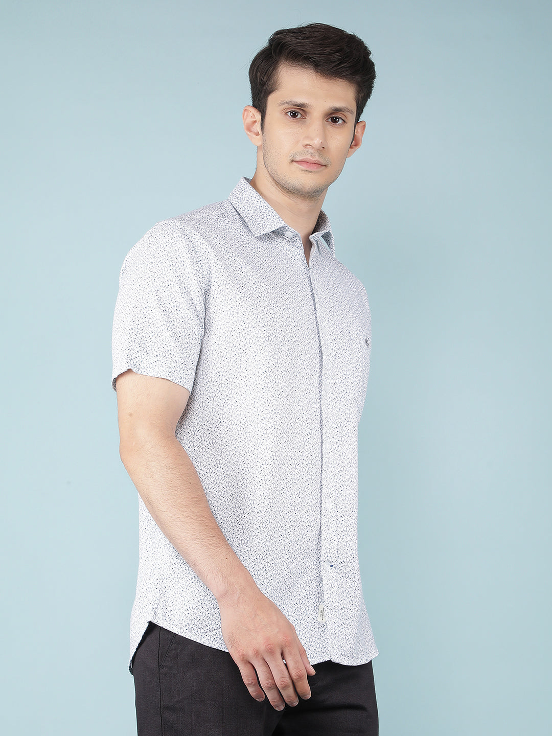 Blue Printed 100% Cotton Shirt-Men Shirts-Crimsoune Club