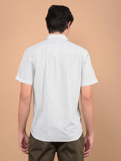 Olive Printed 100% Cotton Shirt-Men Shirts-Crimsoune Club