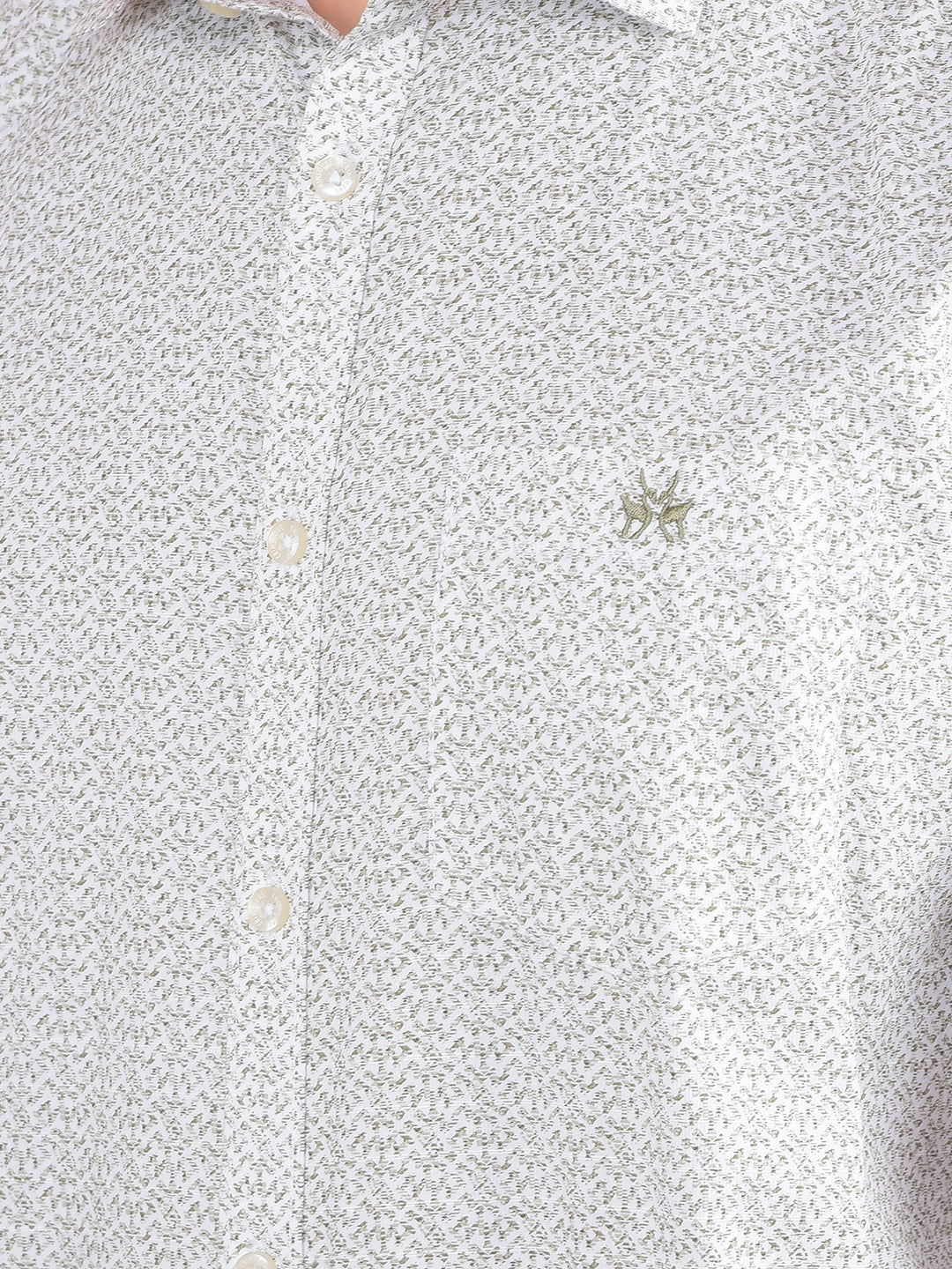 Olive Printed 100% Cotton Shirt-Men Shirts-Crimsoune Club