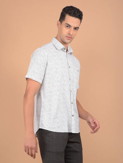 Olive Printed 100% Cotton Shirt-Men Shirts-Crimsoune Club