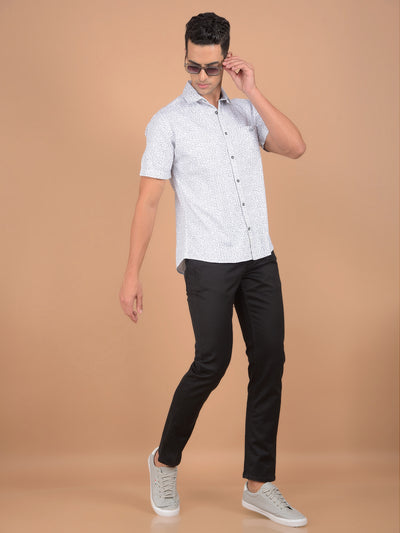 Grey Printed 100% Cotton Shirt-Men Shirts-Crimsoune Club