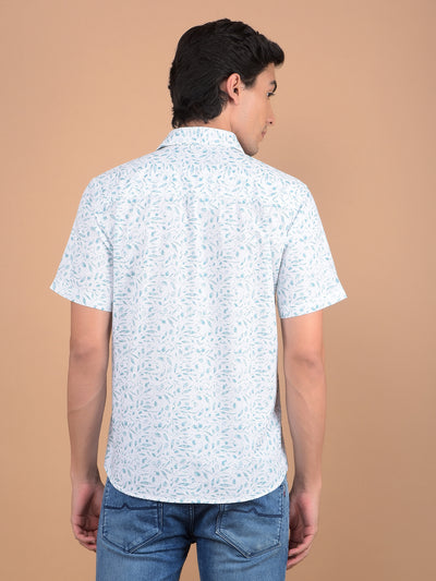 Green Floral Print 100% Cotton Shirt-Men Shirts-Crimsoune Club