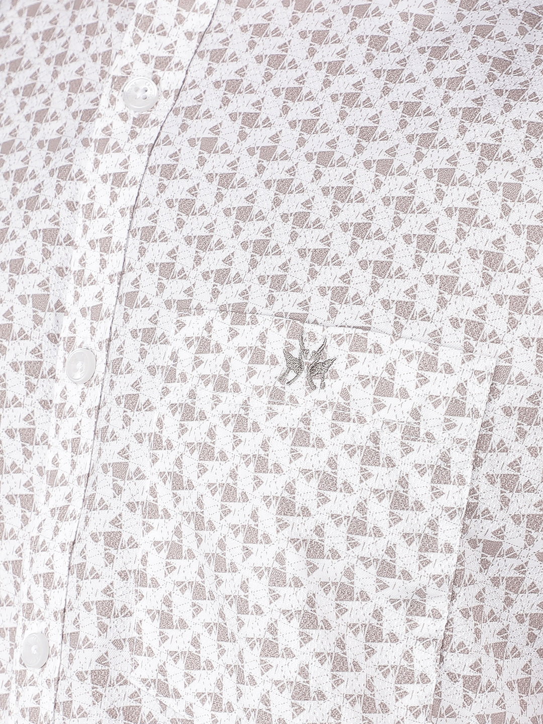 Beige Printed 100% Cotton Shirt-Men Shirts-Crimsoune Club