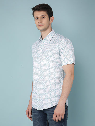 Blue Printed 100% Cotton Shirt-Men Shirts-Crimsoune Club