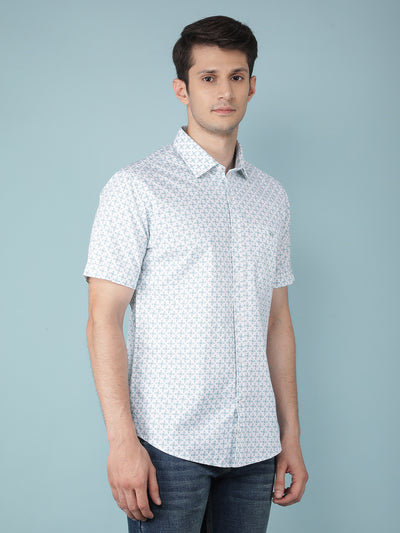 Blue Printed 100% Cotton Shirt-Men Shirts-Crimsoune Club