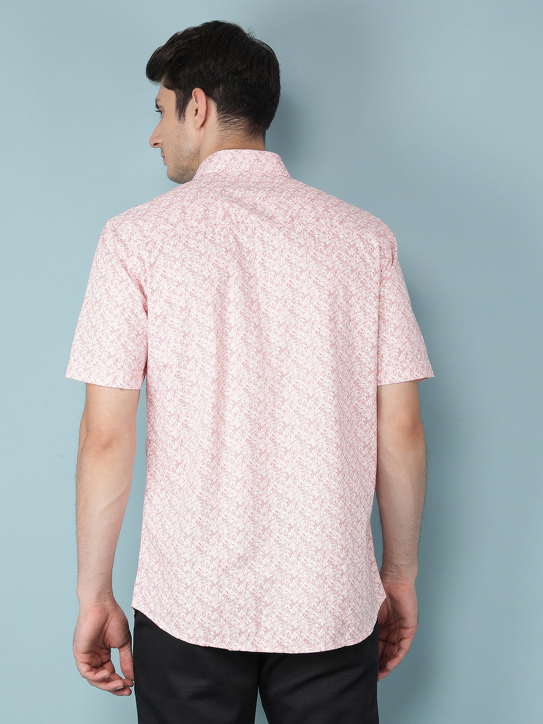 Pink Floral Print 100% Cotton Shirt-Men Shirts-Crimsoune Club