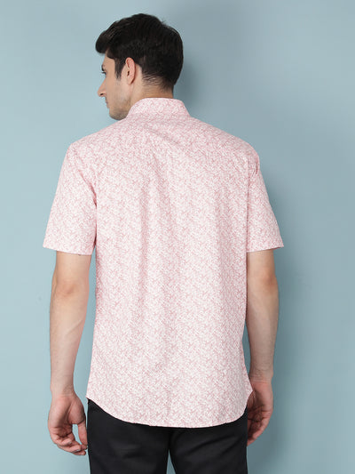 Pink Floral Print 100% Cotton Shirt-Men Shirts-Crimsoune Club