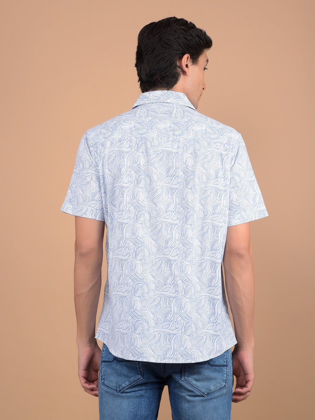 White Floral Print 100% Cotton Shirt-Men Shirts-Crimsoune Club