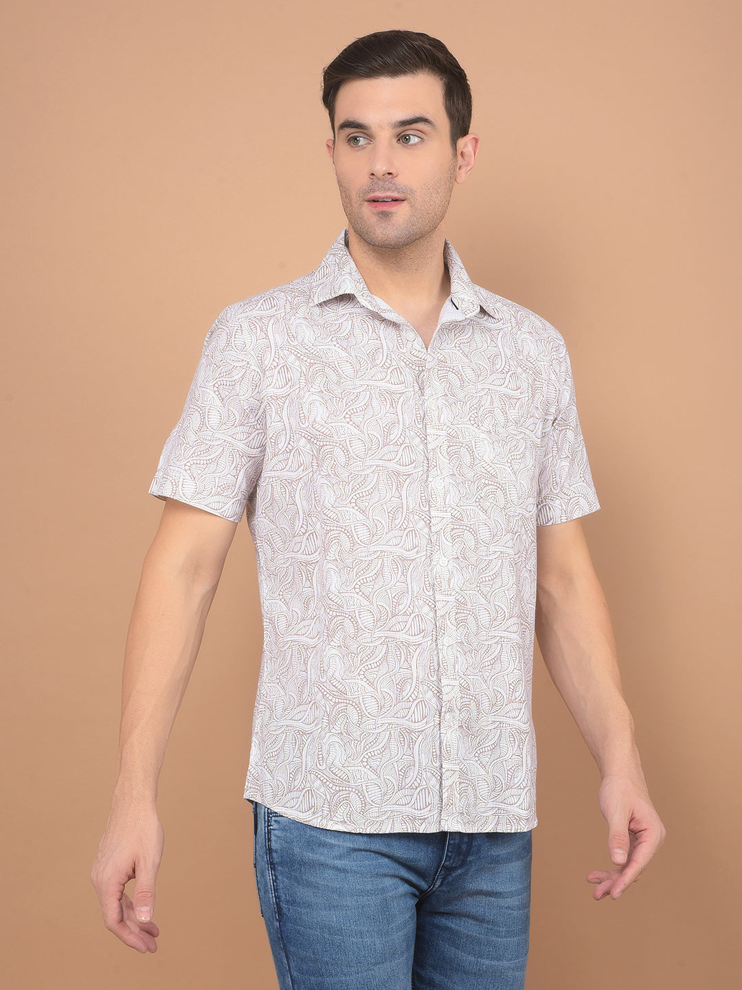 Purple Printed 100% Cotton Shirt-Men Shirts-Crimsoune Club