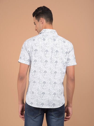 Grey Floral Print 100% Cotton Shirt-Men Shirts-Crimsoune Club