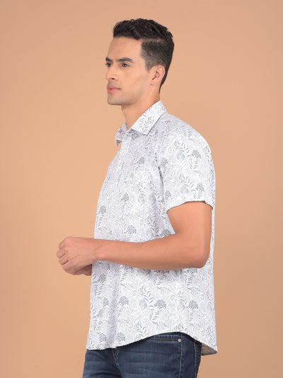 Grey Floral Print 100% Cotton Shirt-Men Shirts-Crimsoune Club