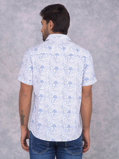 Blue Floral Print 100% Cotton Shirt-Men Shirts-Crimsoune Club