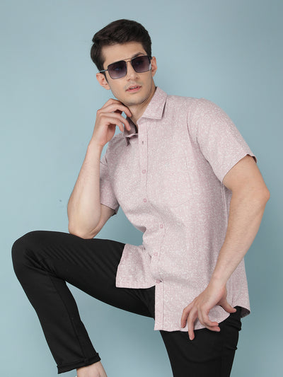 Purple Floral Print Shirt-Men Shirts-Crimsoune Club