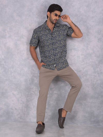 Olive Printed Shirt-Men Shirts-Crimsoune Club