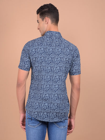 Blue Printed Shirt-Men Shirts-Crimsoune Club