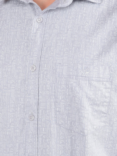 Grey Printed 100% Cotton Shirt-Men Shirts-Crimsoune Club