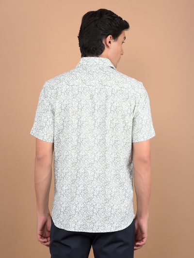 Green Floral Print 100% Cotton Shirt-Men Shirts-Crimsoune Club