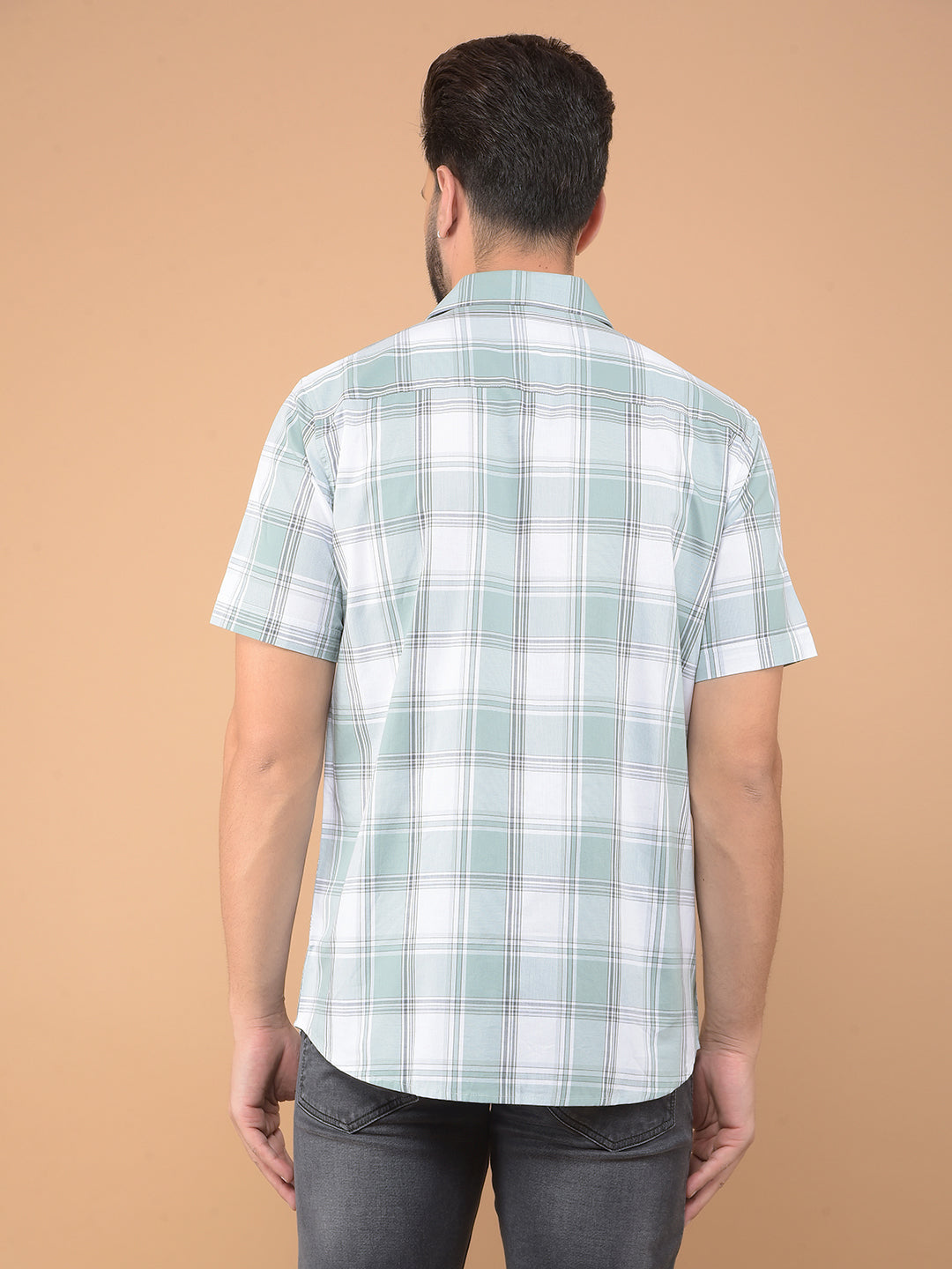 Green Checked 100% Cotton Shirt-Men Shirts-Crimsoune Club