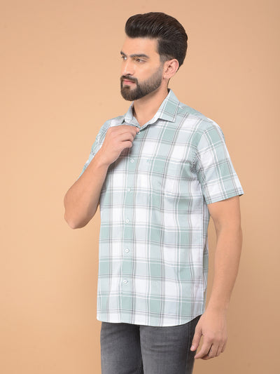 Green Checked 100% Cotton Shirt-Men Shirts-Crimsoune Club