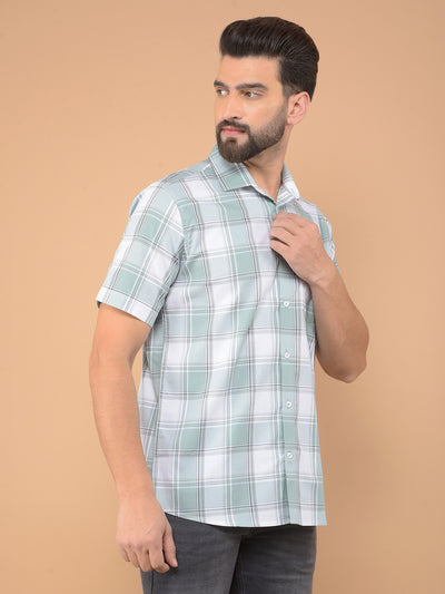 Green Checked 100% Cotton Shirt-Men Shirts-Crimsoune Club