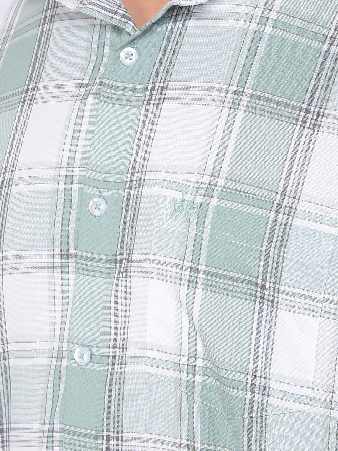 Green Checked 100% Cotton Shirt-Men Shirts-Crimsoune Club