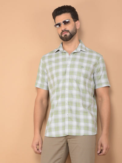 Green Checked 100% Cotton Shirt-Men Shirts-Crimsoune Club