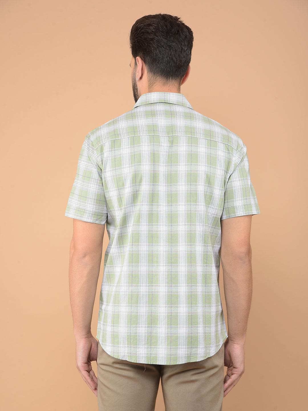 Green Checked 100% Cotton Shirt-Men Shirts-Crimsoune Club