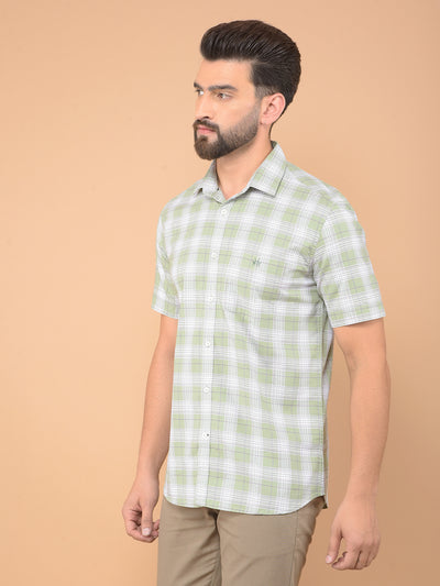 Green Checked 100% Cotton Shirt-Men Shirts-Crimsoune Club