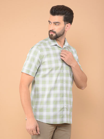 Green Checked 100% Cotton Shirt-Men Shirts-Crimsoune Club