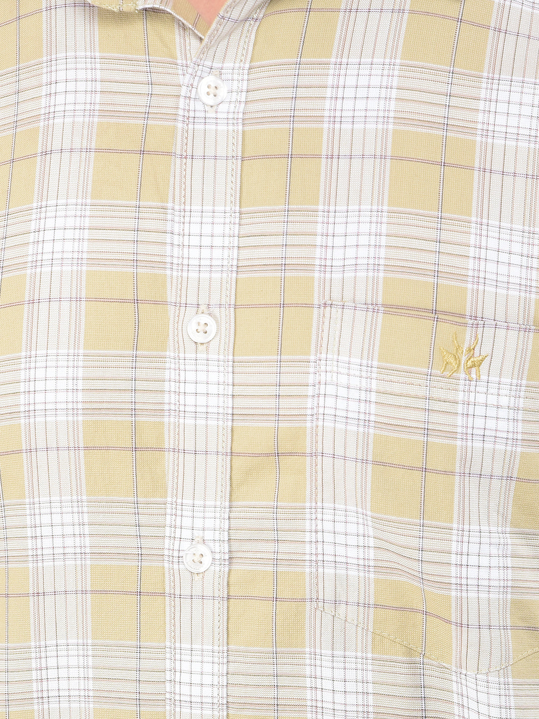 Khaki Checked 100% Cotton Shirt-Men Shirts-Crimsoune Club