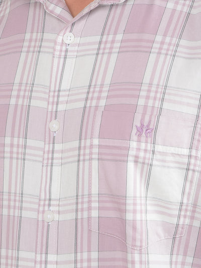 Purple Checked 100% Cotton Shirt-Men Shirts-Crimsoune Club