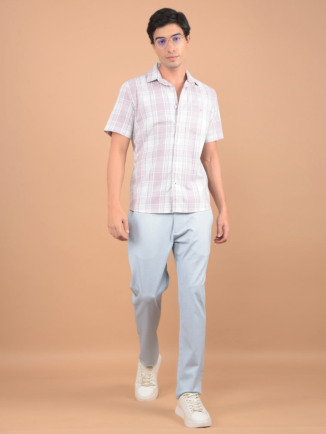 Purple Checked 100% Cotton Shirt-Men Shirts-Crimsoune Club