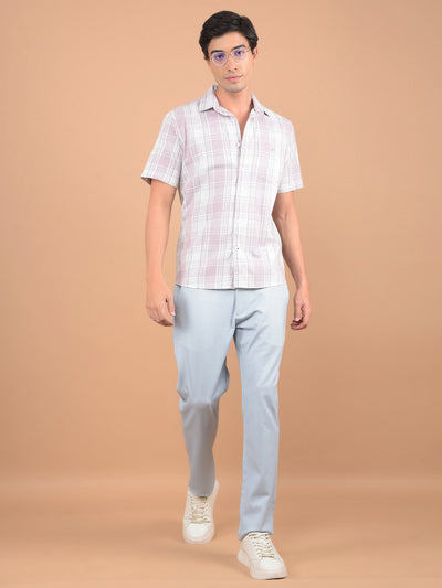 Purple Checked 100% Cotton Shirt-Men Shirts-Crimsoune Club