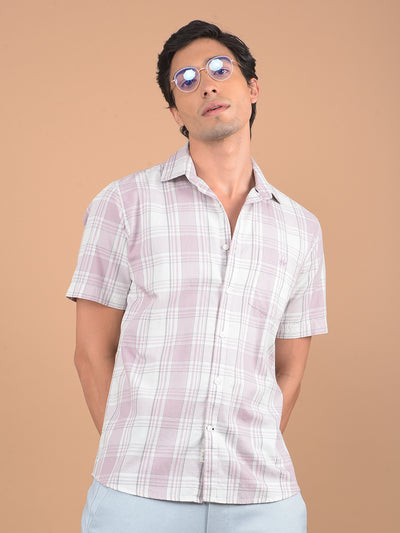 Purple Checked 100% Cotton Shirt-Men Shirts-Crimsoune Club