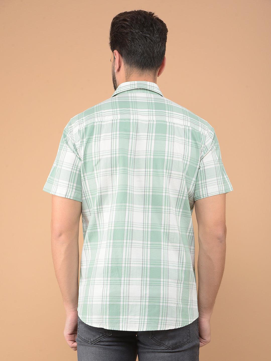 Green Checked 100% Cotton Shirt-Men Shirts-Crimsoune Club