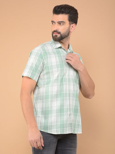 Green Checked 100% Cotton Shirt-Men Shirts-Crimsoune Club