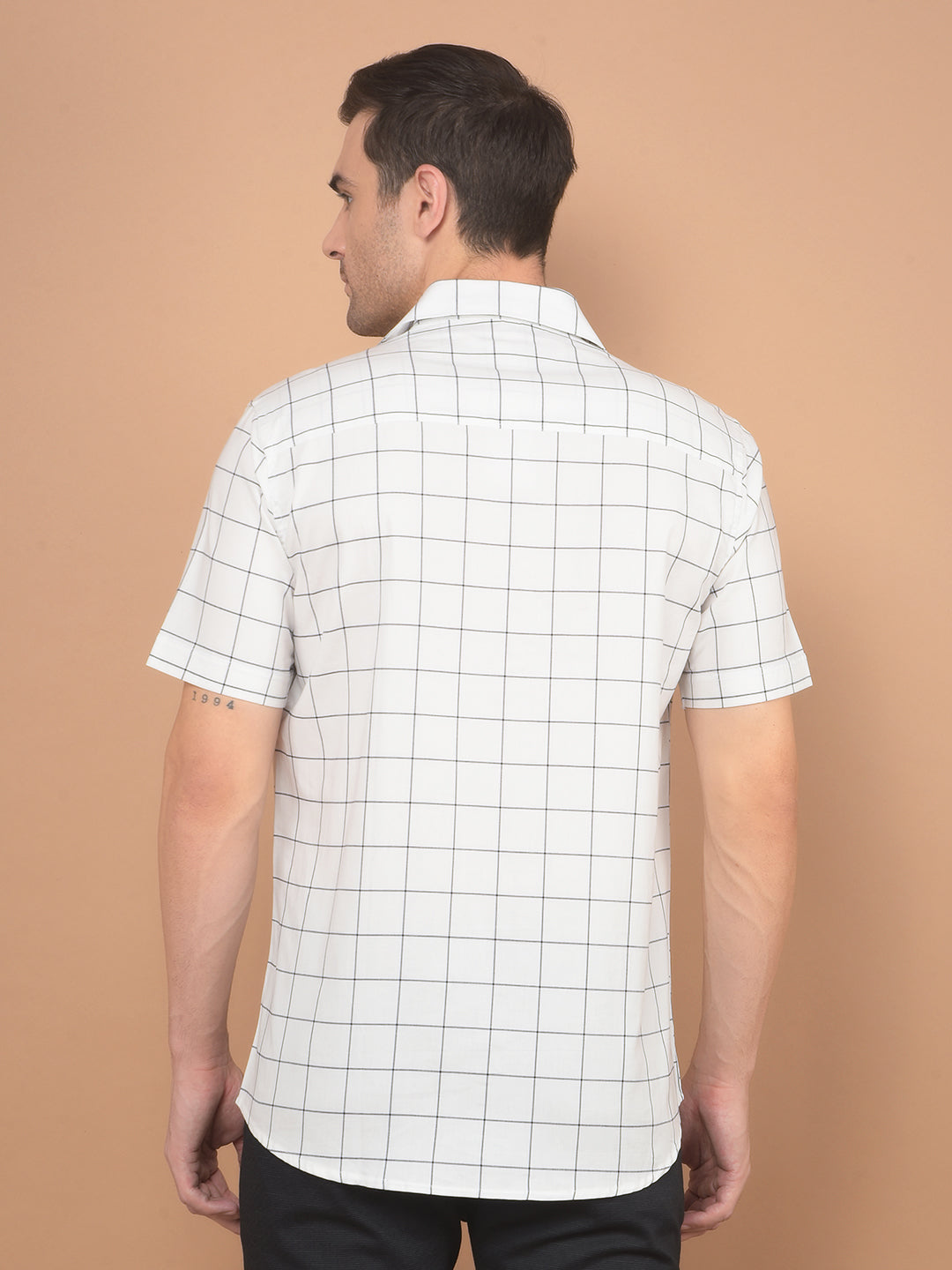 White Checked 100% Cotton Shirt-Men Shirts-Crimsoune Club