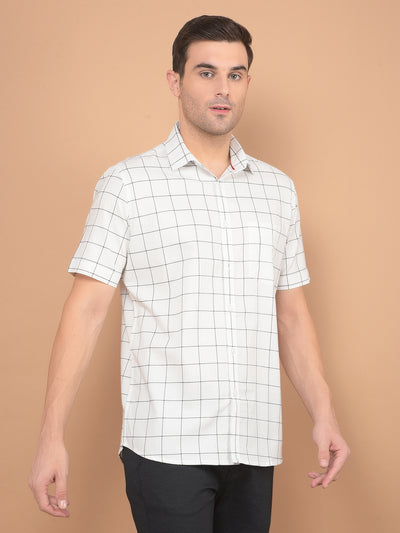 White Checked 100% Cotton Shirt-Men Shirts-Crimsoune Club