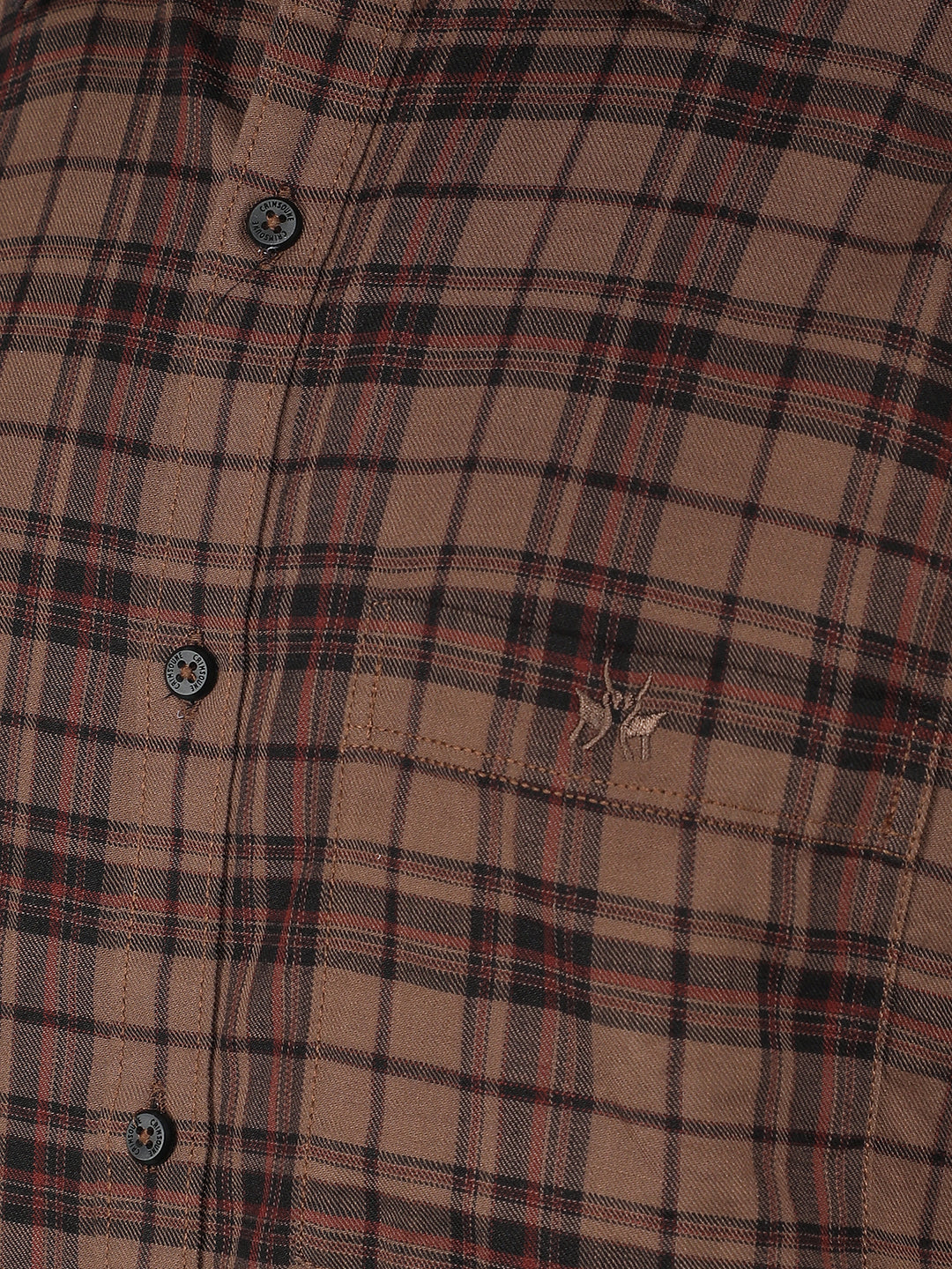 Brown Checkered 100% Cotton Shirt-Men Shirts-Crimsoune Club