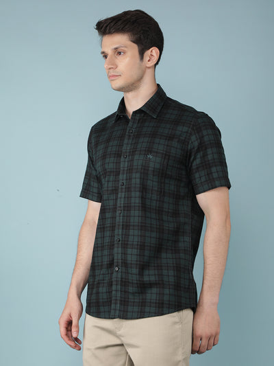 Green Checkered 100% Cotton Shirt-Men Shirts-Crimsoune Club