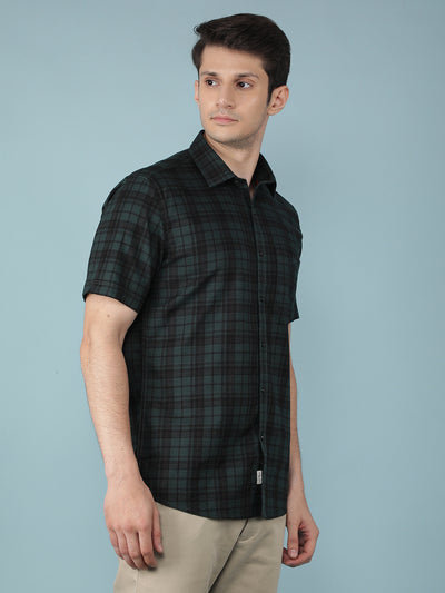 Green Checkered 100% Cotton Shirt-Men Shirts-Crimsoune Club