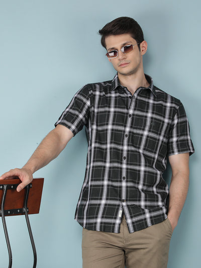 Green Checkered Shirt-Men Shirts-Crimsoune Club