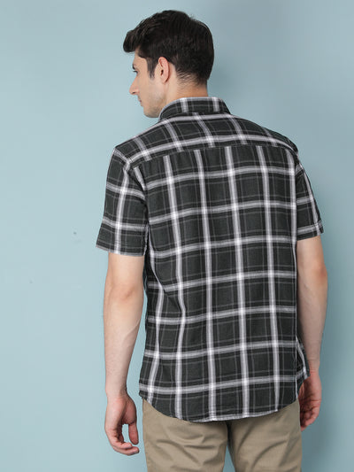 Green Checkered Shirt-Men Shirts-Crimsoune Club